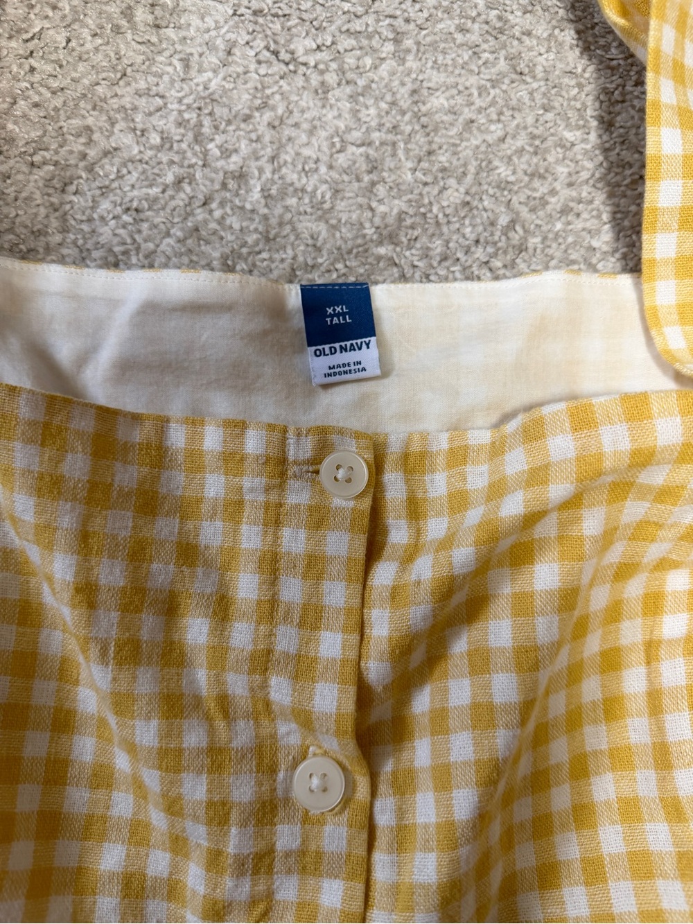 Yellow Gingham Button-Front Square Neck Top - Picture 3 of 5